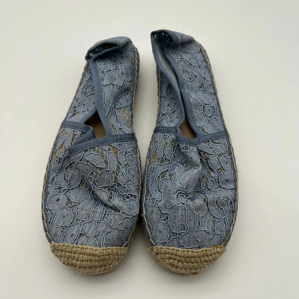 Karl Lagerfeld Paris Blue Lace Espadrille Flats Womens Size 5.5M‎ 35.5B Slip On